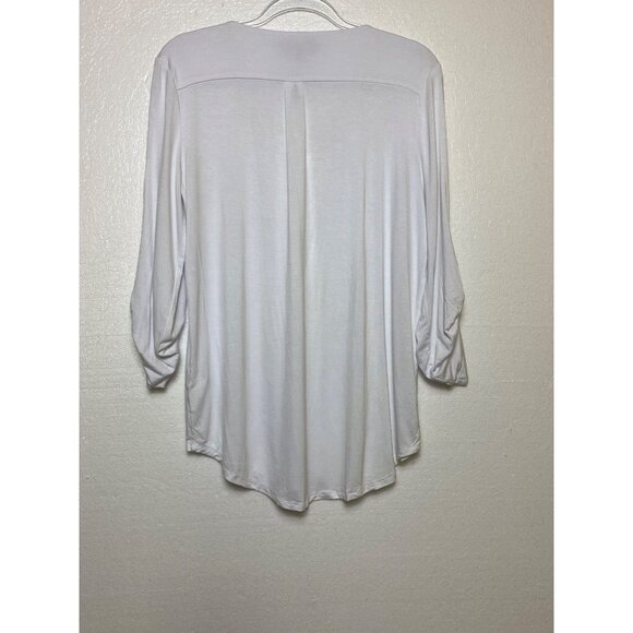 White Long-Sleeve V-Neck Top Coastal Cowgirl‎ Boho Small casual hippie classic - Picture 2 of 5